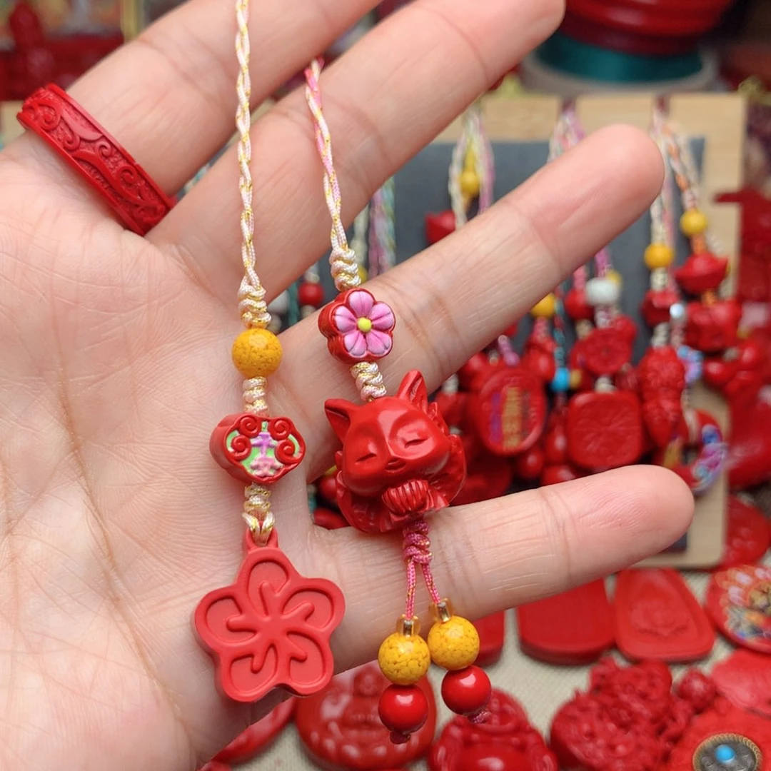 天然辰砂工艺品朱砂手机坠