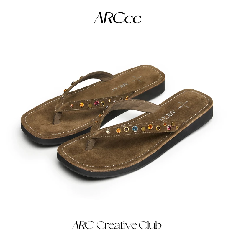 ARCcc WMNS M02 宝石金属 真皮牛反绒 人字拖鞋休闲凉鞋夹脚拖鞋