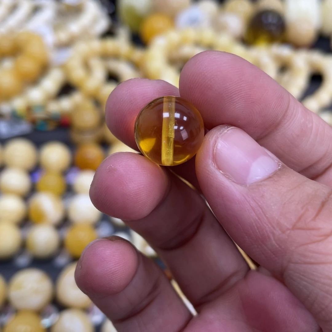 未镶嵌琥珀珠宝奇石13mm瑕金珀