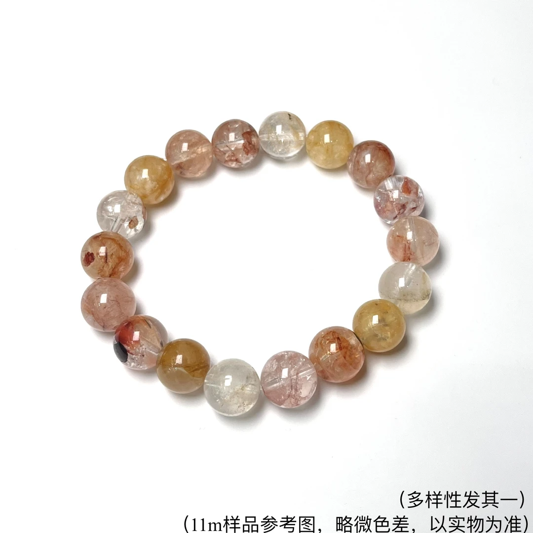 金红渐变胶花水晶手串9mm+-11mm FX-7678