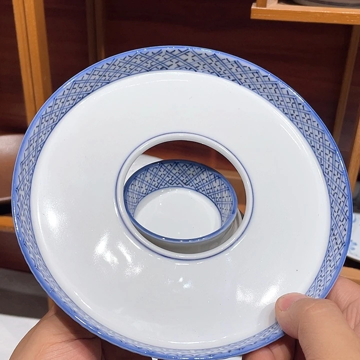 紫砂53全新暗刻贞山款手绘釉下青花组合盘