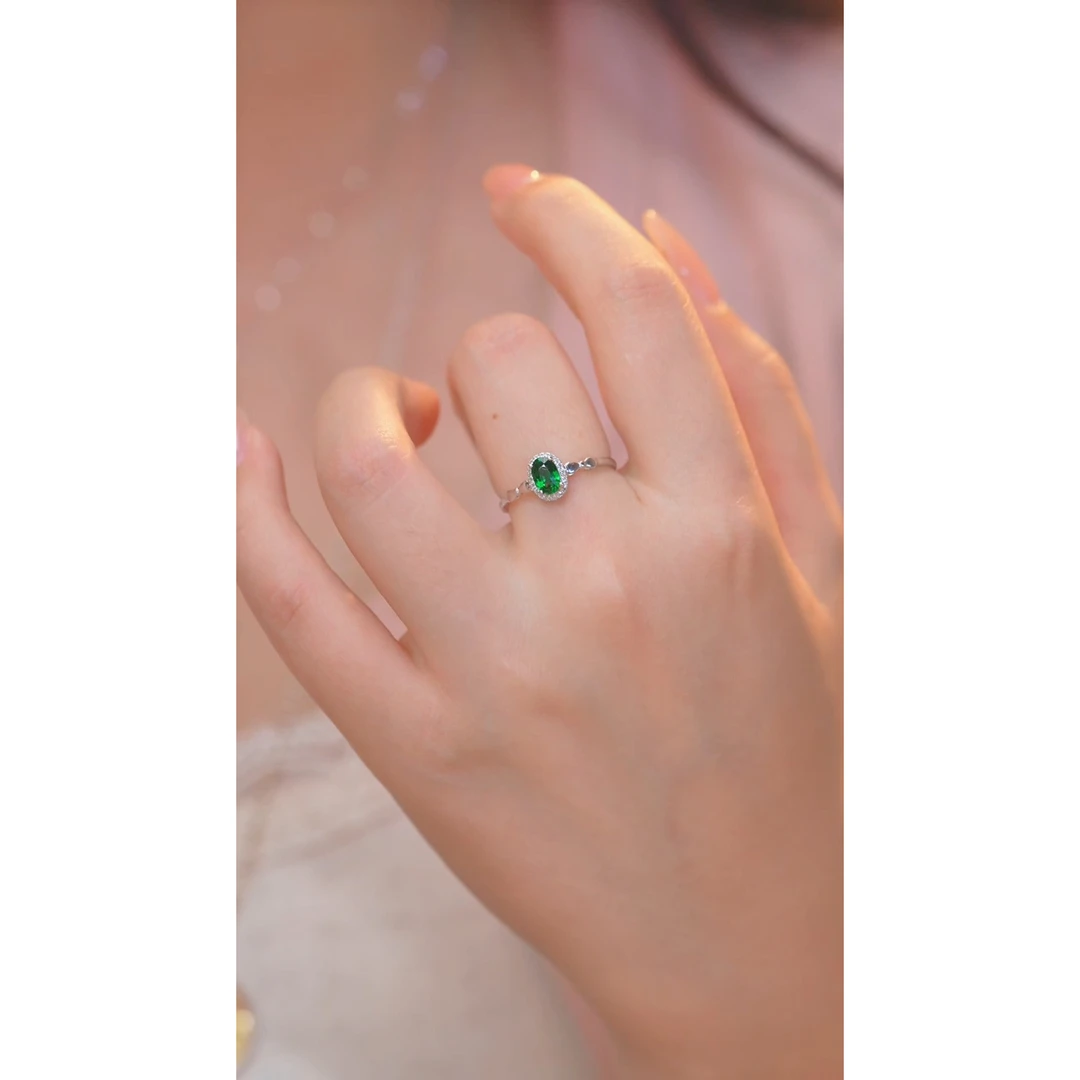 石榴石（沙弗莱）戒指18K金镶嵌（0.82ct）@@U6733