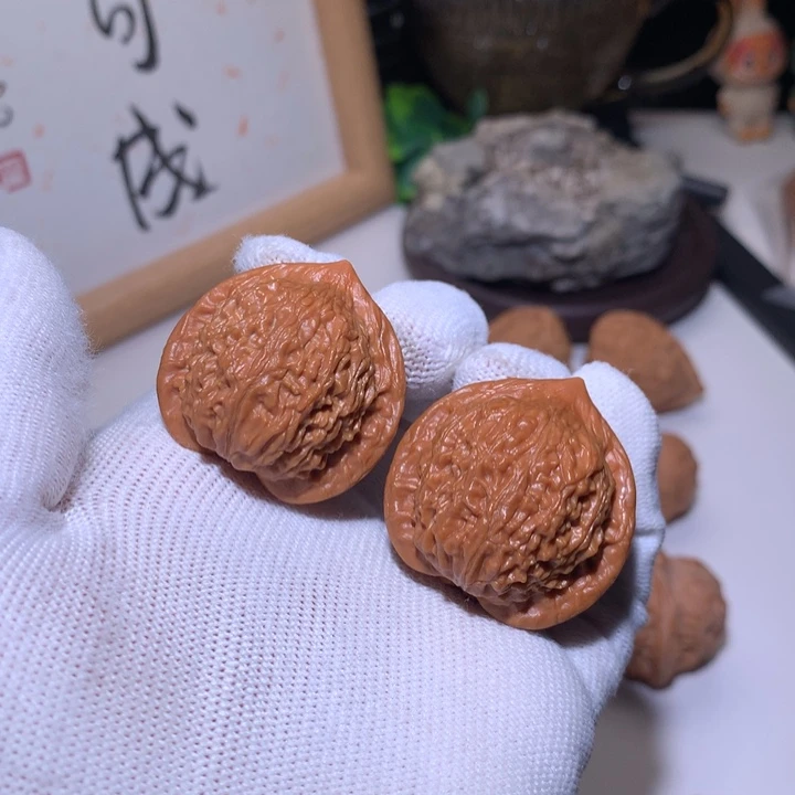 粉***丝把件文玩核桃七步沟公子帽
