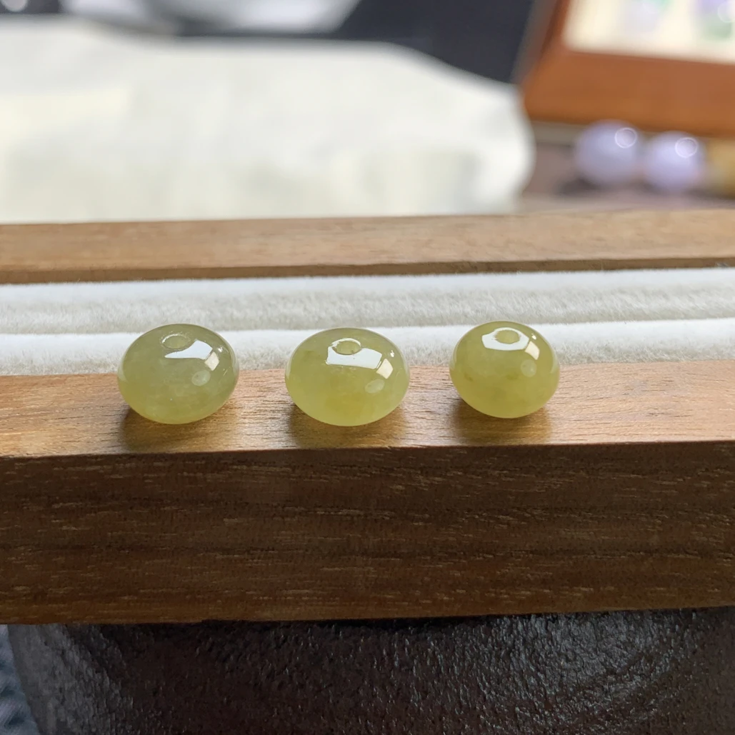 天然缅甸翡翠a货-冰黄品质鼓珠散珠 多样性选一颗发