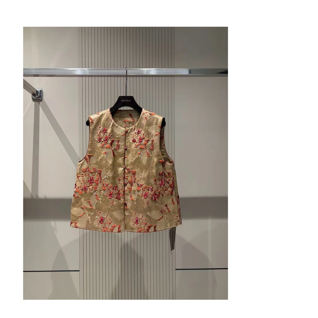 【启恒】2815刺绣拉毛马甲