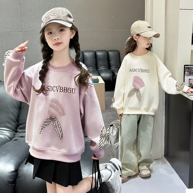 女童春秋款卫衣2025新款时髦洋气韩版休闲秋季大儿童长袖卡通上衣