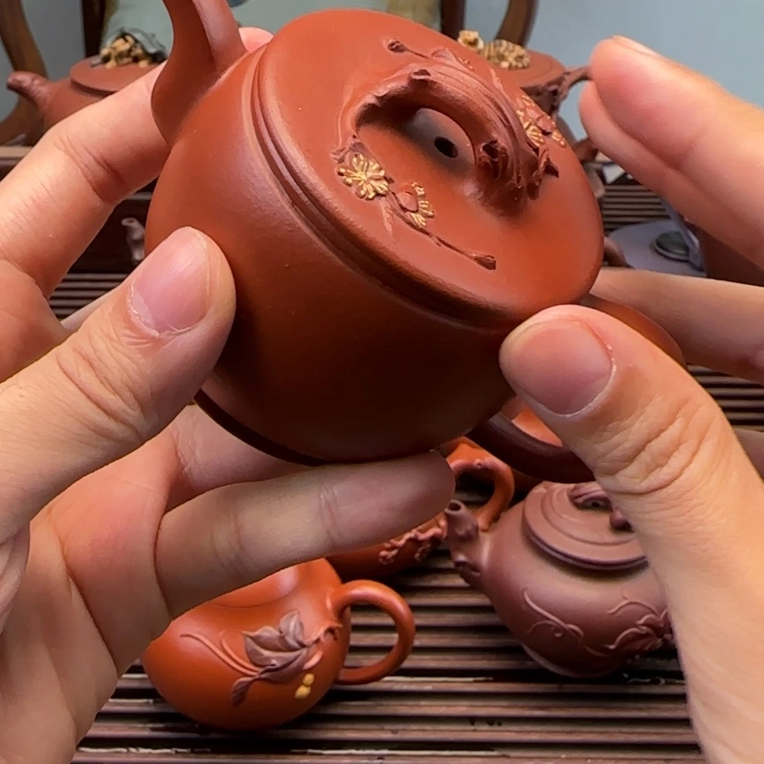 紫砂茶壶全手工汉瓦120cc朱泥