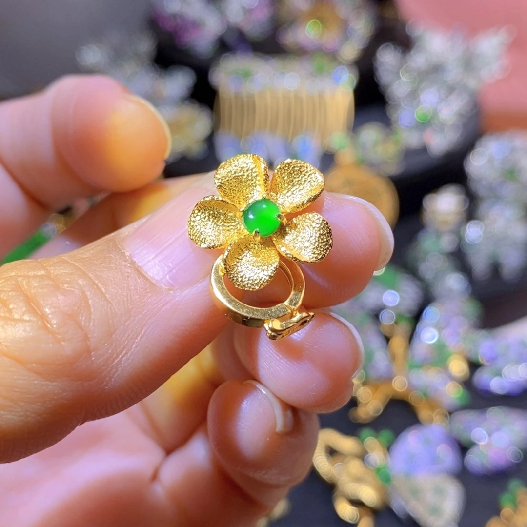 吊坠(不含链)银S925镶嵌翡翠