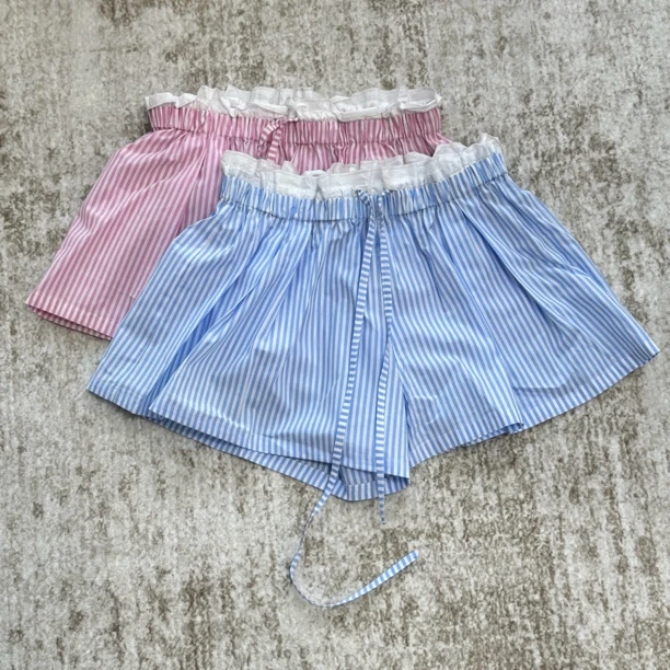 XHCHIC 25早春条纹拼接松紧腰宽松短裤