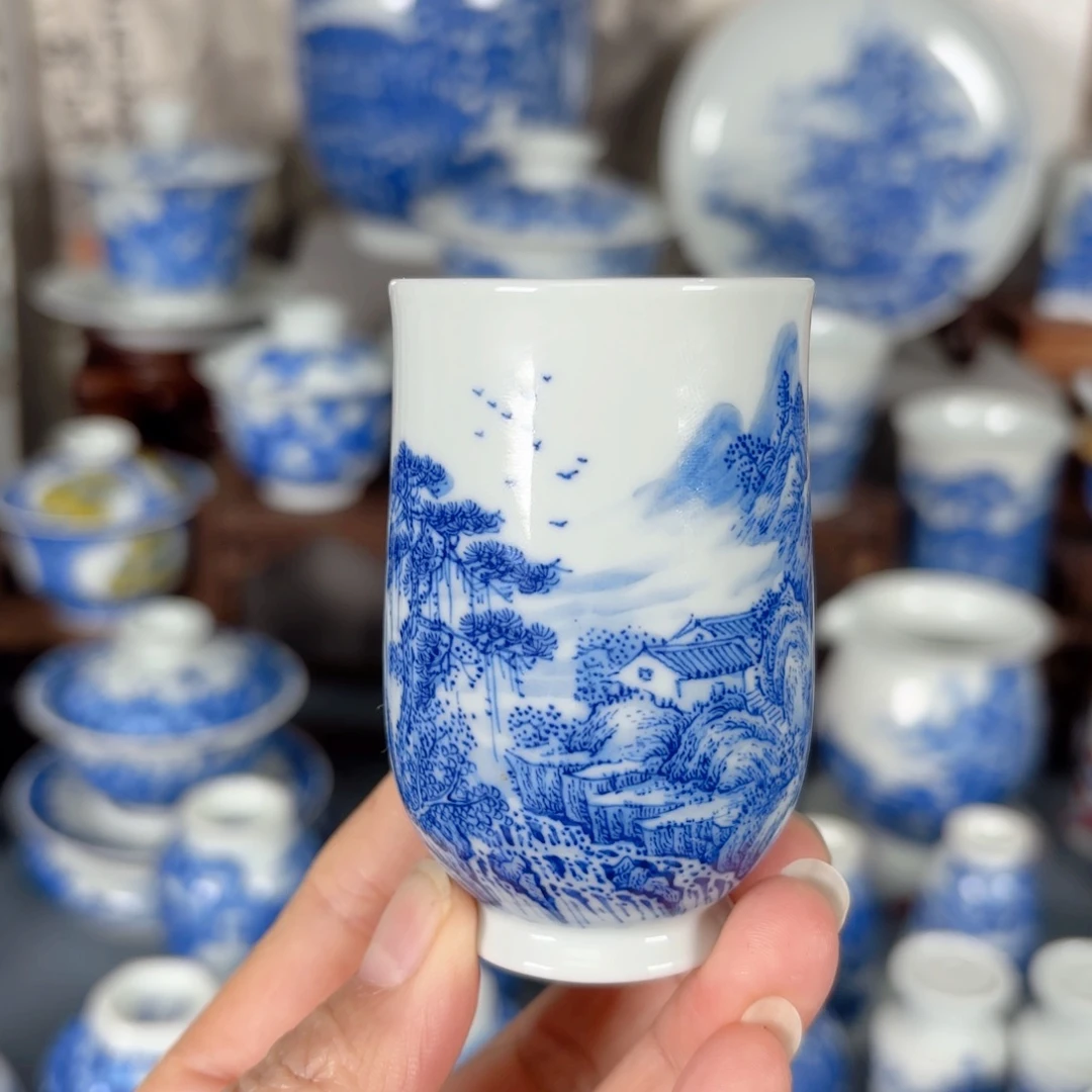 青花瓷器手绘作品陶瓷杯