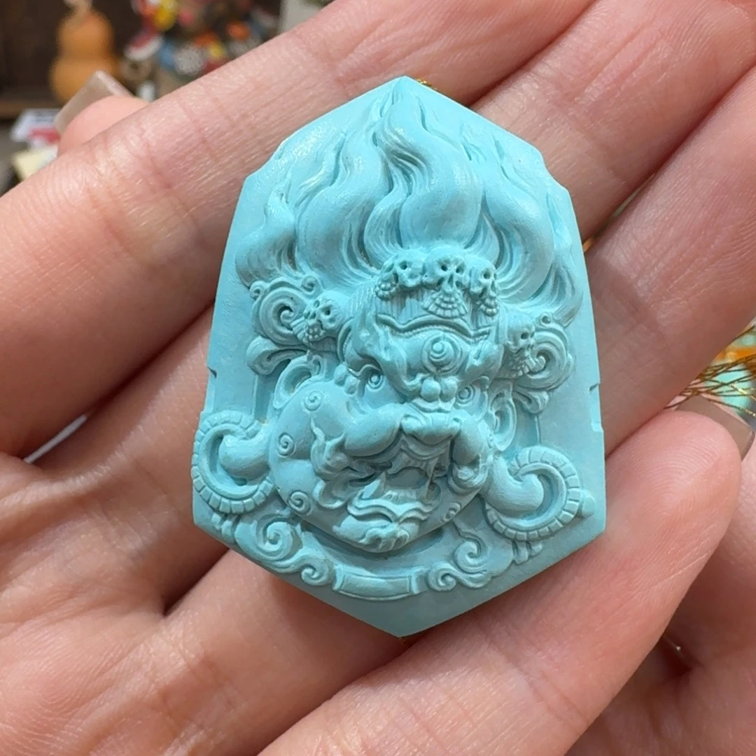 未镶嵌绿松石珠宝半成品李飞虎大黑天雕刻件
