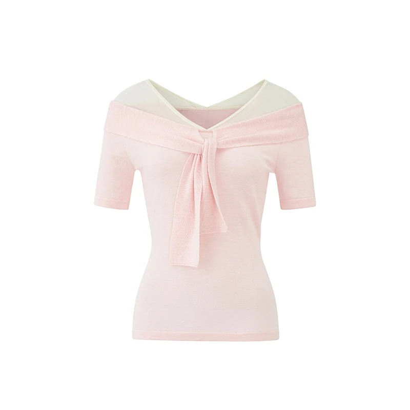 2025夏季法式新款时尚气质网纱短袖修身显瘦纯欲甜美穿搭上衣
