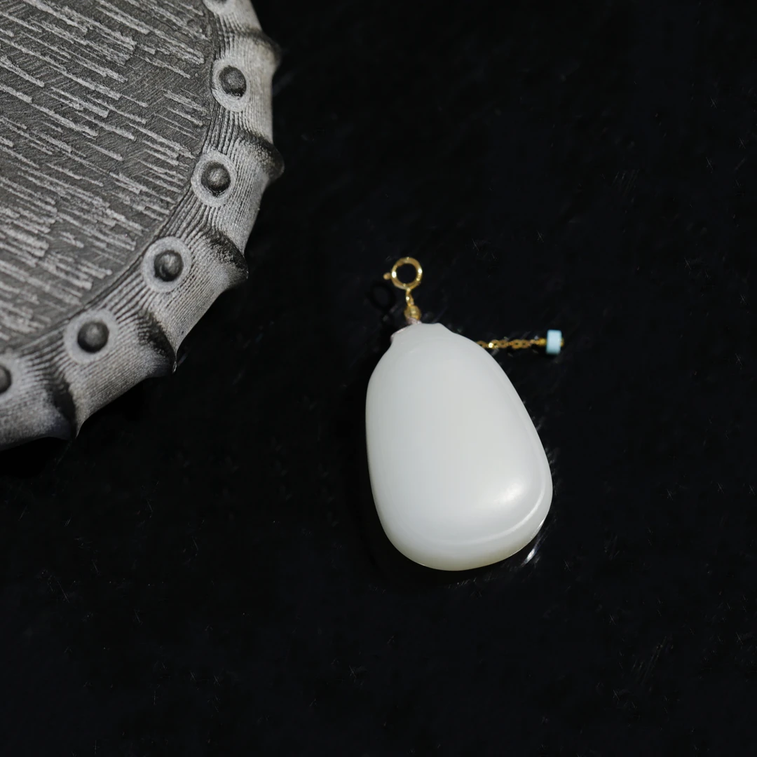 麦麦【云嘉】天然和田玉白玉无事牌X+18K 吊坠 多样性发货其一