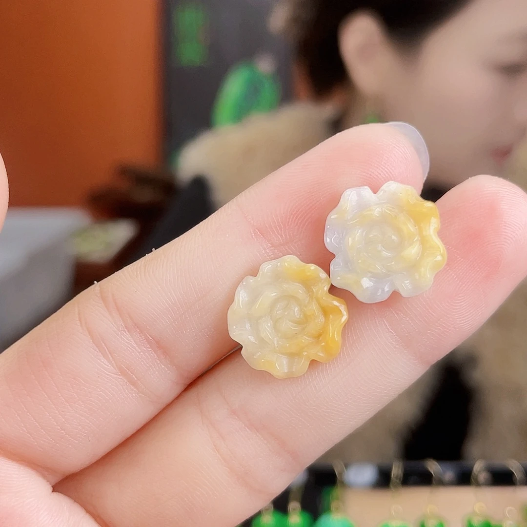 翡翠未镶嵌耳饰饰品