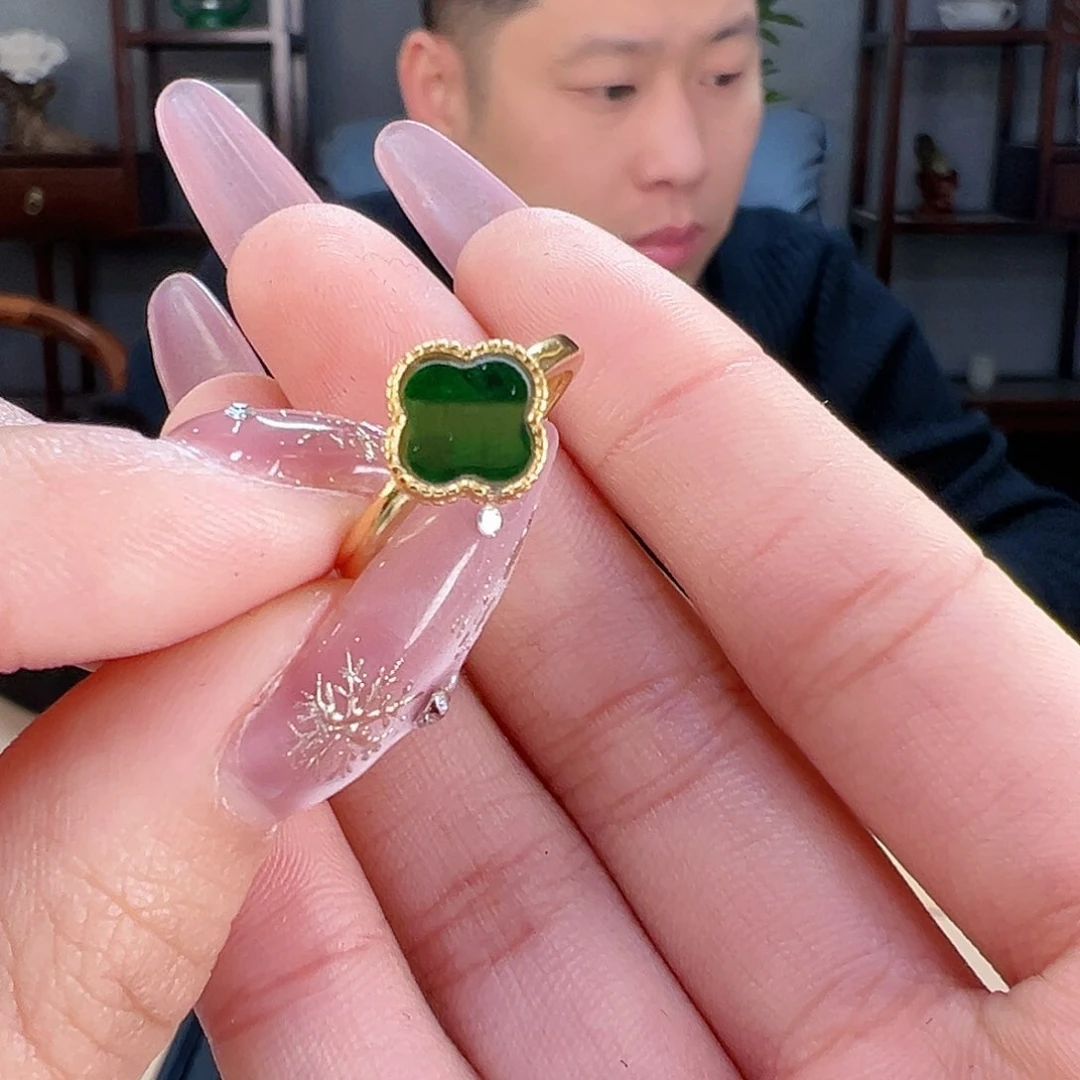 翡翠戒指银S925镶嵌戒指53