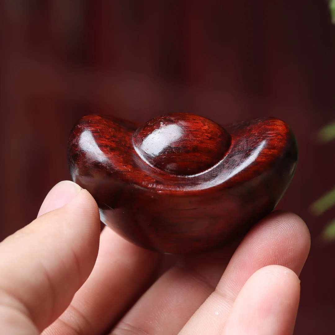 小叶紫檀木金元宝手把件桌面小摆件实木雕刻财源滚滚保健球按摩球