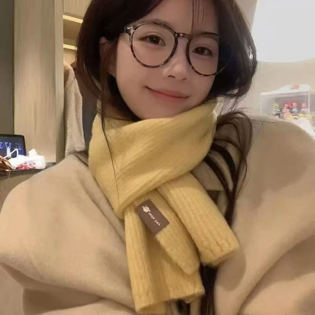 保暖轻职风厚款休闲风成人围巾披肩韩版ins红色日系针织围脖网红