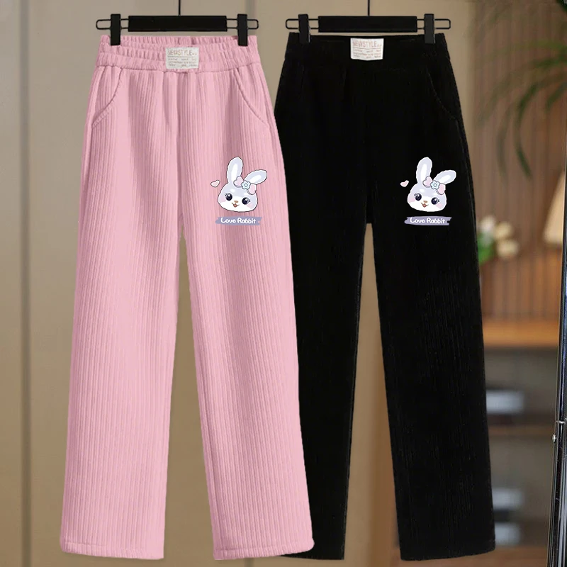 女童裤子2025春秋新款女孩洋气阔腿裤儿童秋季休闲灯芯绒直筒长裤