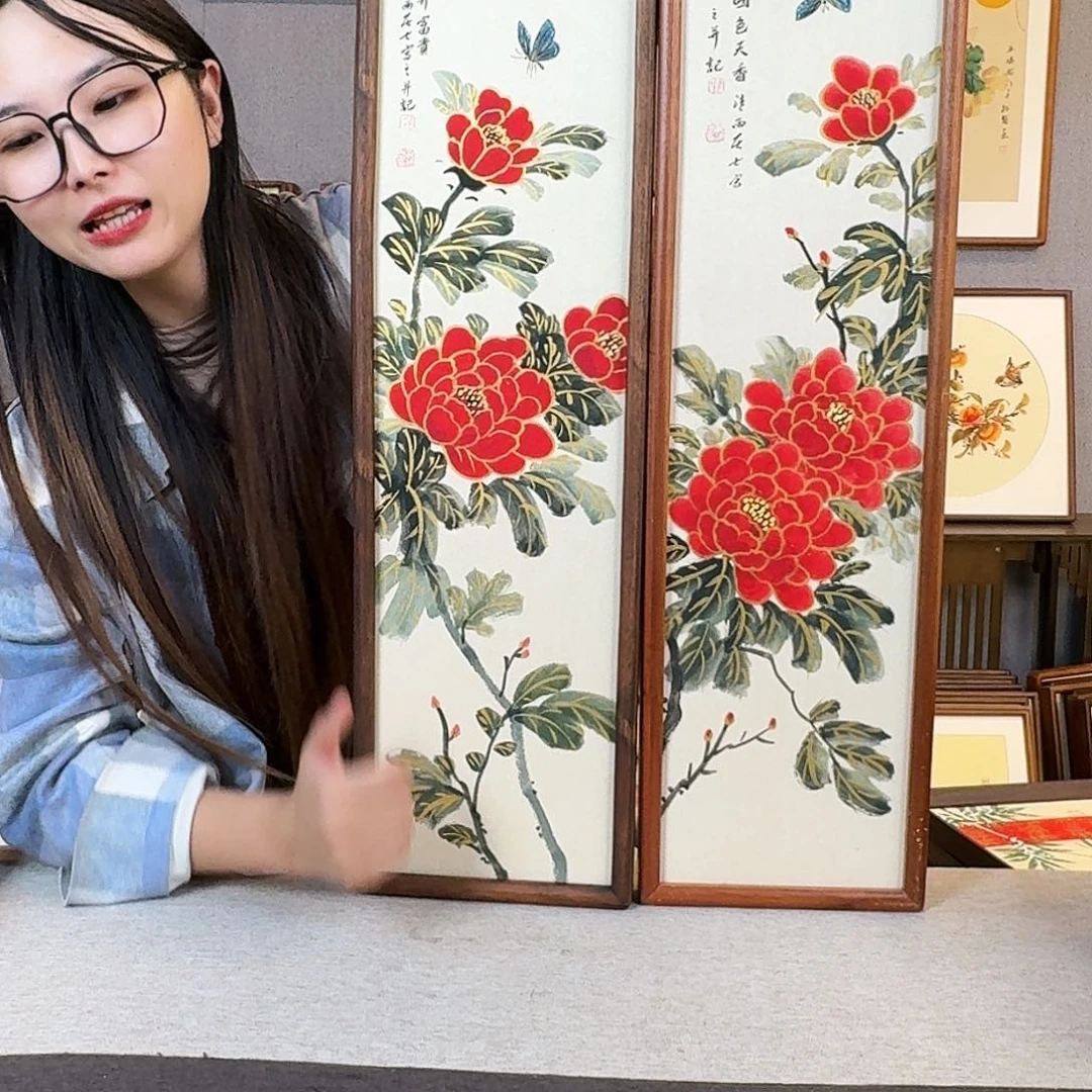 版画纯手绘，纯手写带框尺寸：20×70厘米