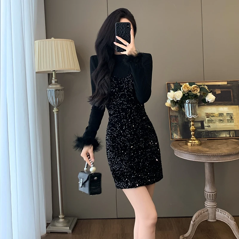 秋季名媛时尚御姐轻奢女神范高端洋气小香风法式富家千金感连衣裙