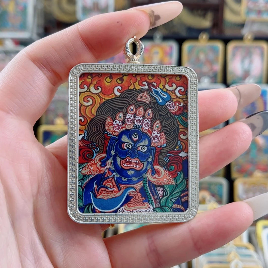 吊坠大黑天 纯手绘唐卡
