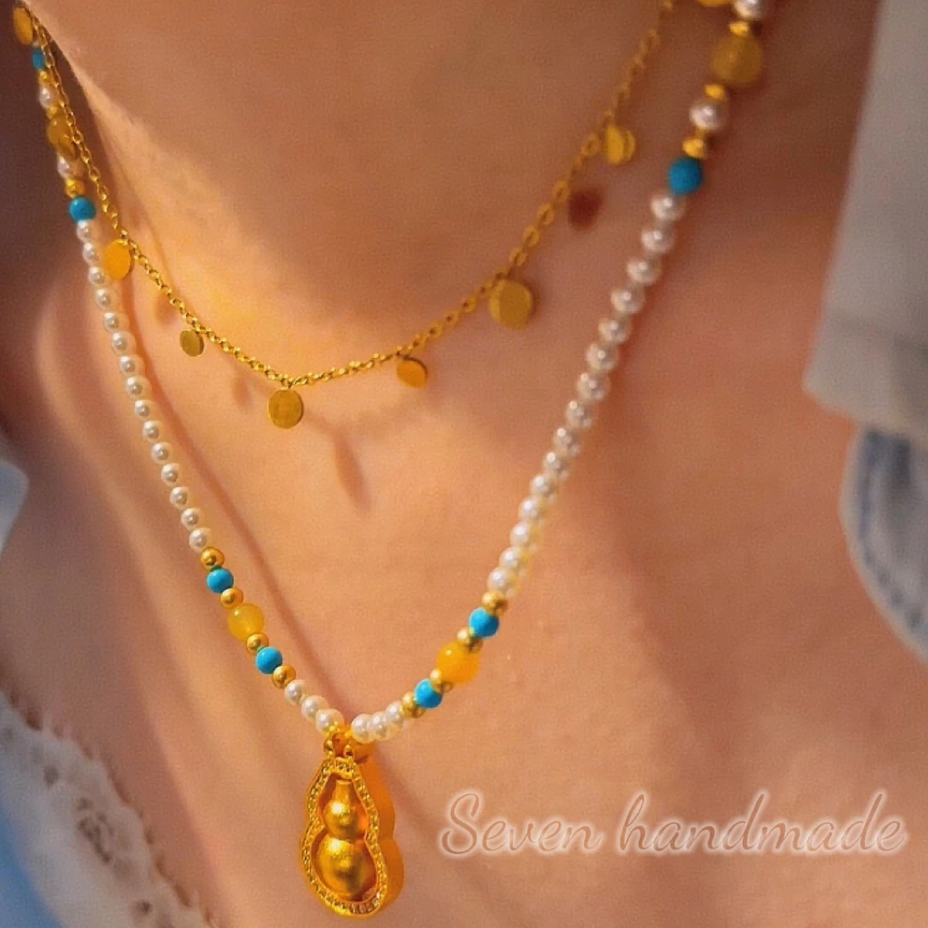 铜合金仿珍珠项链 项链【国色芳华】 仿珍珠新中式葫芦项链