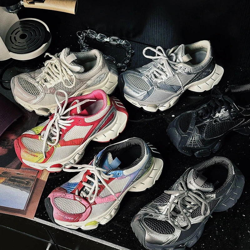 新款老爹鞋增高鞋显脚小软底软面上脚好穿厚底休闲网面不累脚