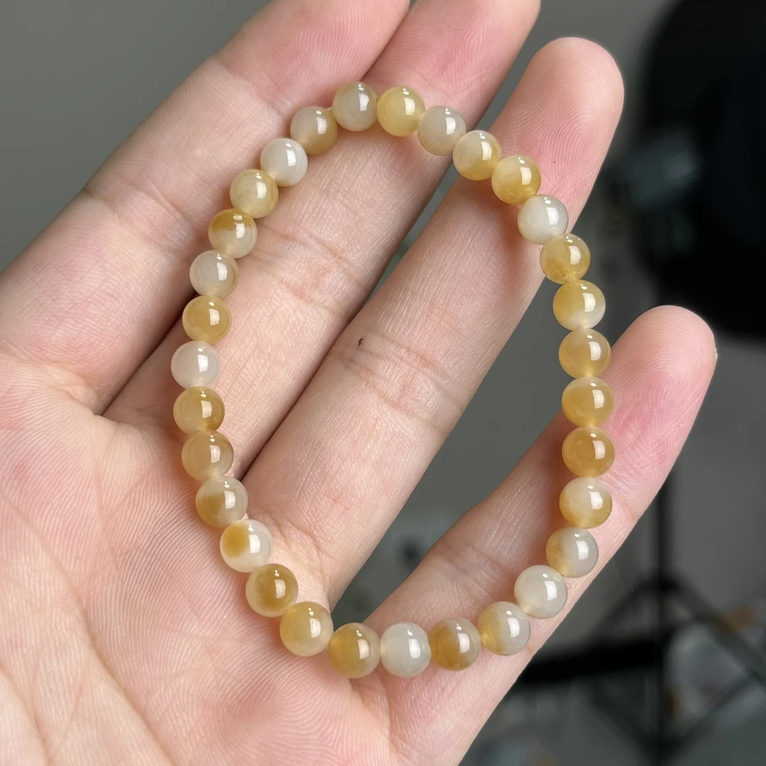 和田玉糖白圆珠手串单圈
