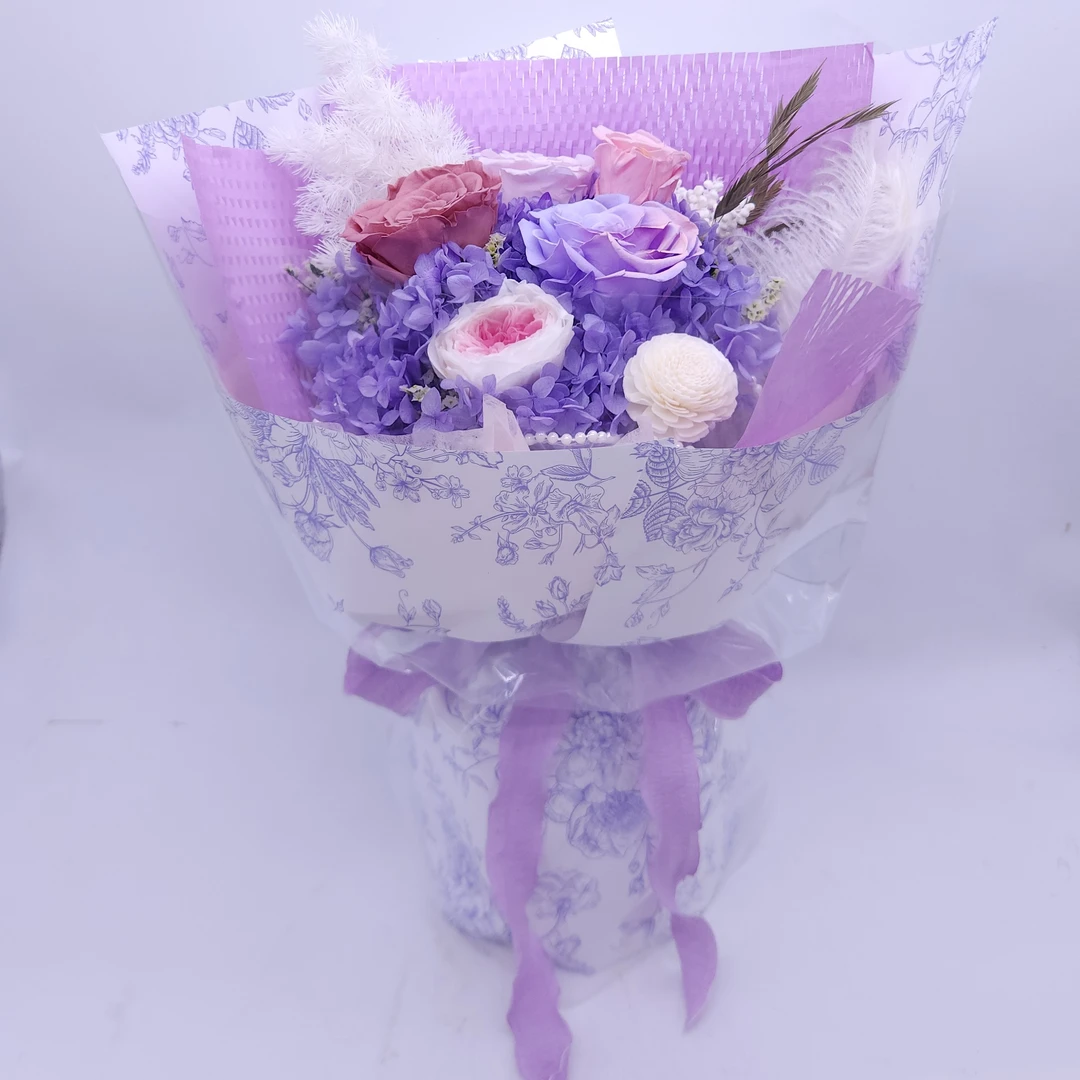 紫玫瑰永生花束全国配送花店上门生日节日纪念日礼物