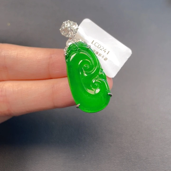 吊坠(不含链)银S925镶嵌翡翠