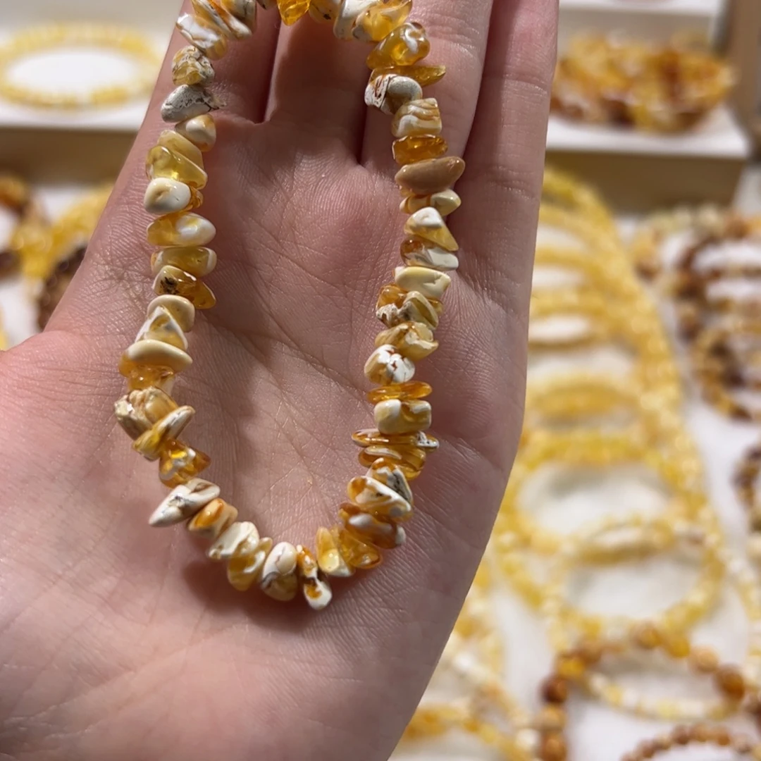 琥珀未镶嵌珠宝奇石金瓷白随型