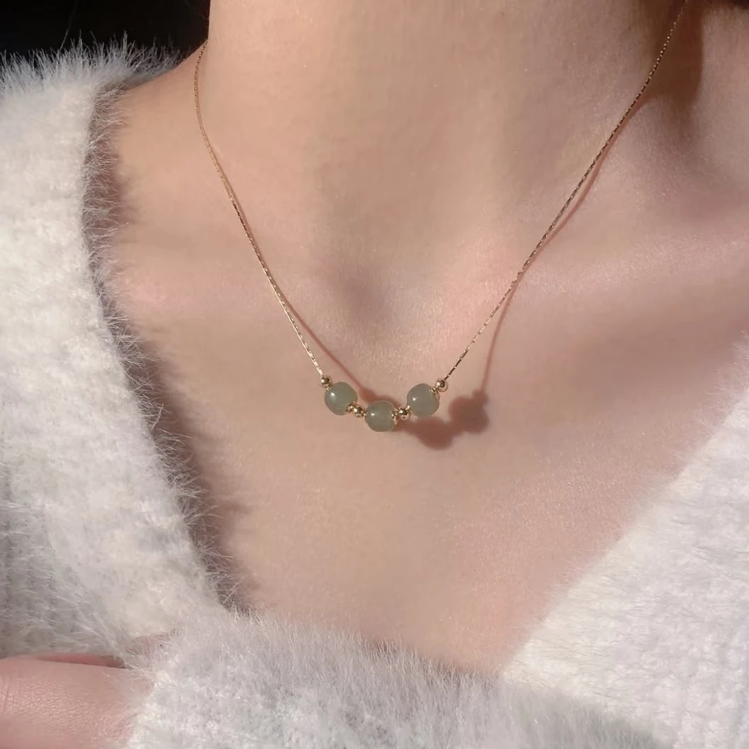 合金玻璃项链 古风轻奢小众设计感项链女高级ins气质学生时尚百搭