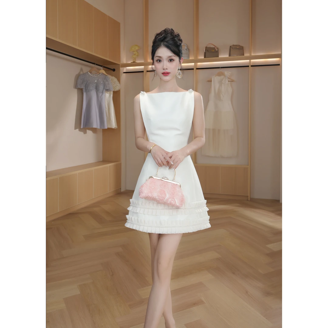 【设计师定制】新款时尚无袖显瘦气质小个子日常连衣裙15437