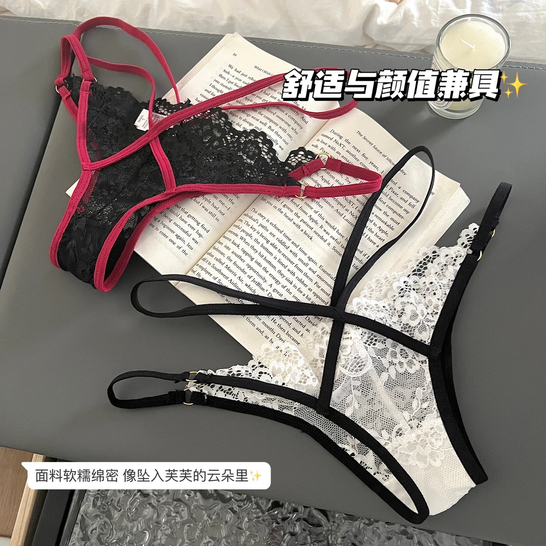 法式纯欲蕾丝内裤女士日系性感网纱透气镂空细带少女低腰三角裤