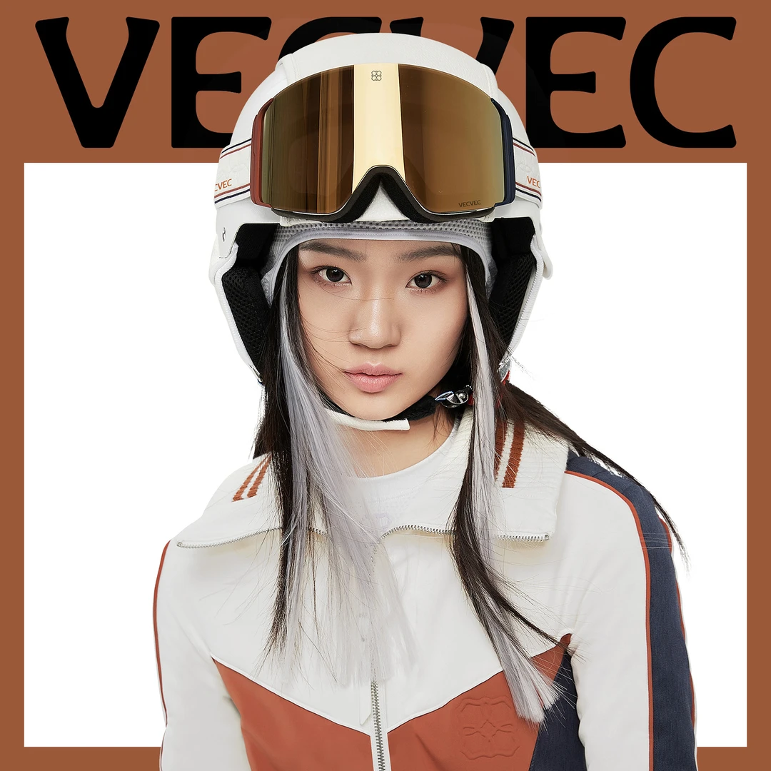 VECVEC滑雪眼镜成人双层防雾镜片可卡近视雪地夜滑变色登山护目镜