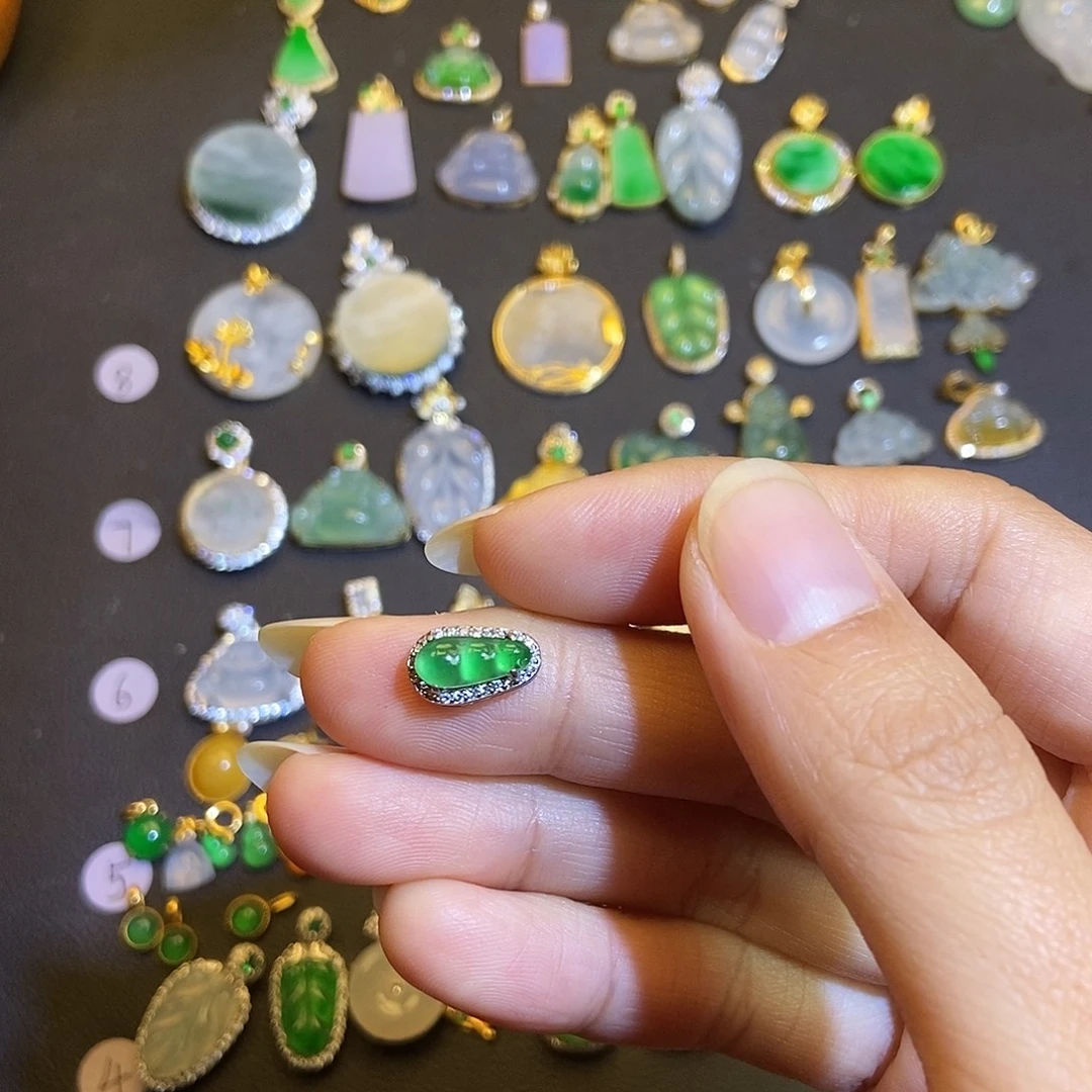 翡翠银S925镶嵌吊坠(不含链)