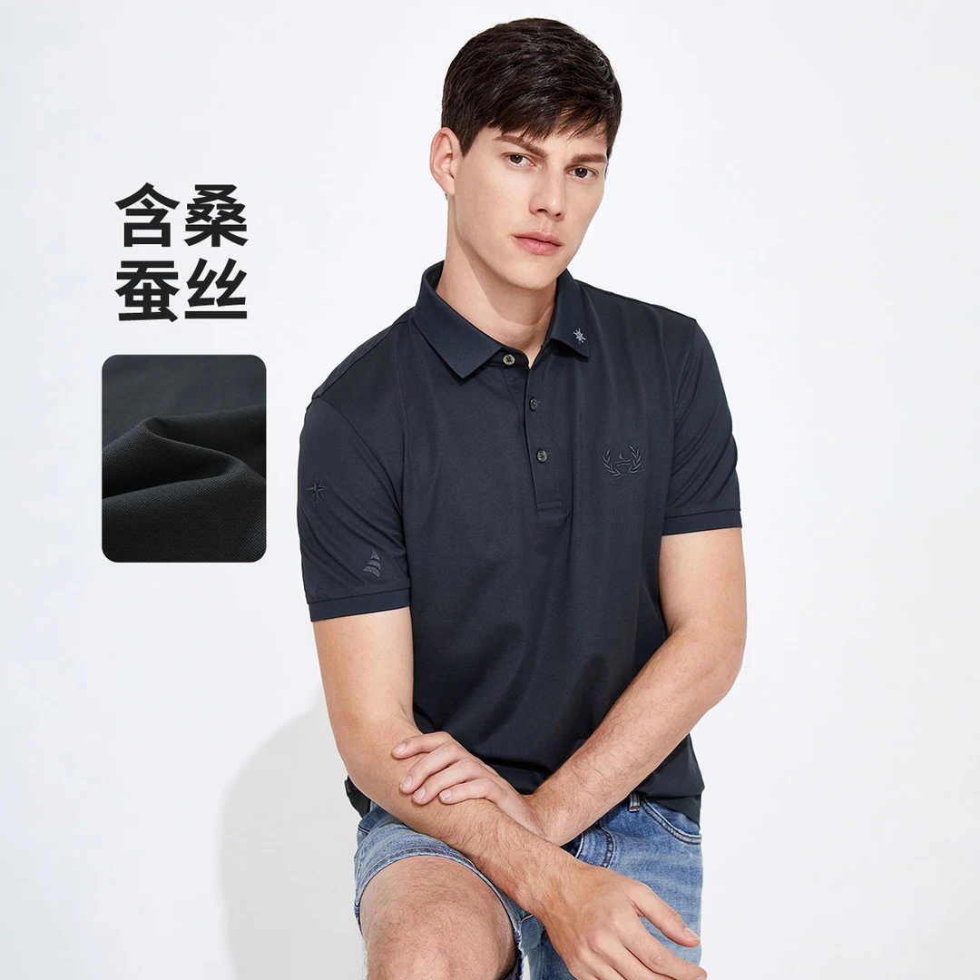 【含桑蚕丝】navigare意大利小帆船夏短袖POLO衫男休闲通勤翻领T恤