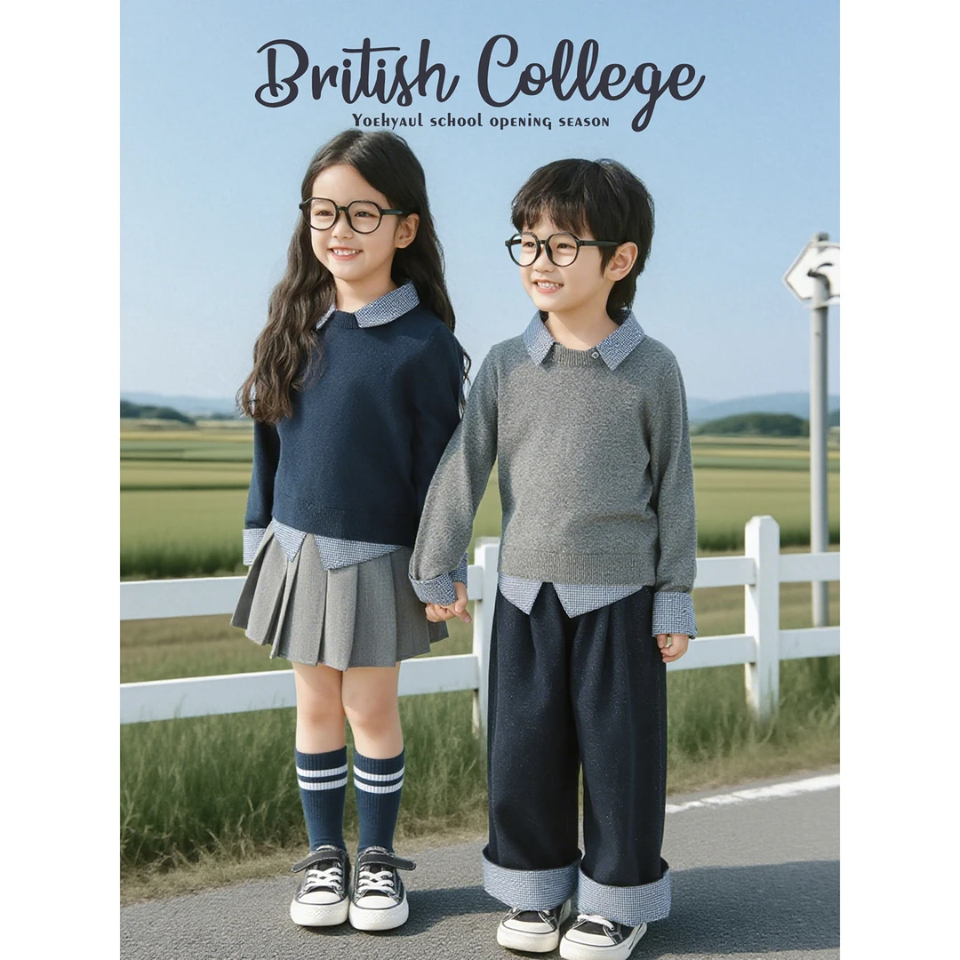 YOEHYAUL/幼悠幼悠【欧式学院】秋壹波长袖洋气翻领毛衣套头GQ4320