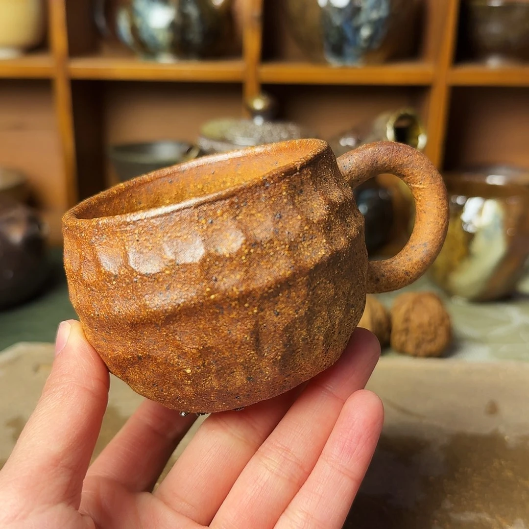 蓝***鲸精品手工裸柴烧咖啡杯