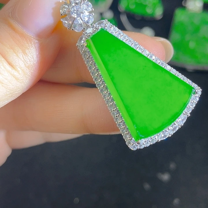 翡翠银S925镶嵌吊坠(不含链)