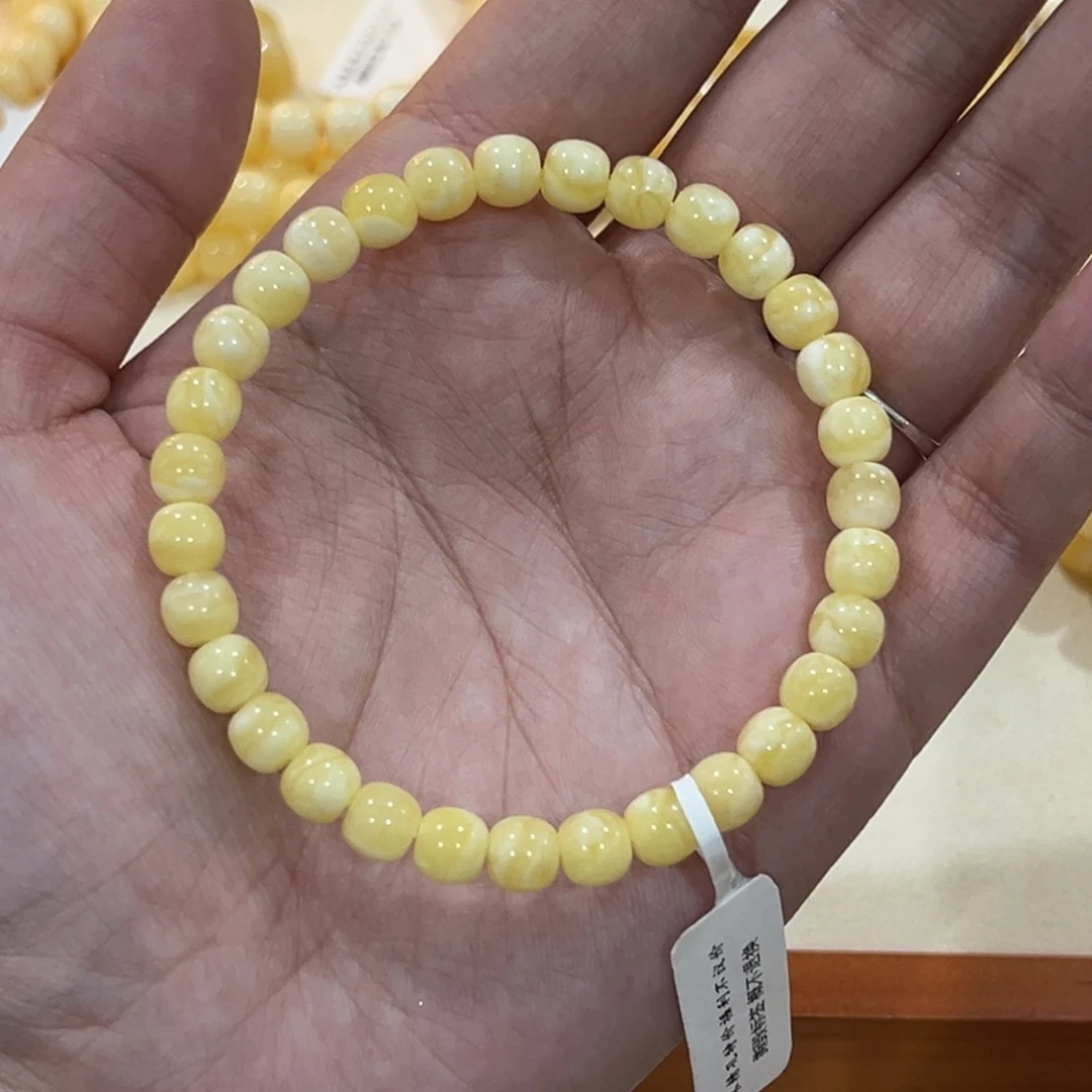 蜜蜡未镶嵌手链6.5m高桩虎皮老型手串