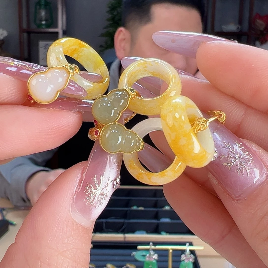 翡翠耳饰银S925镶嵌多样性发货一副