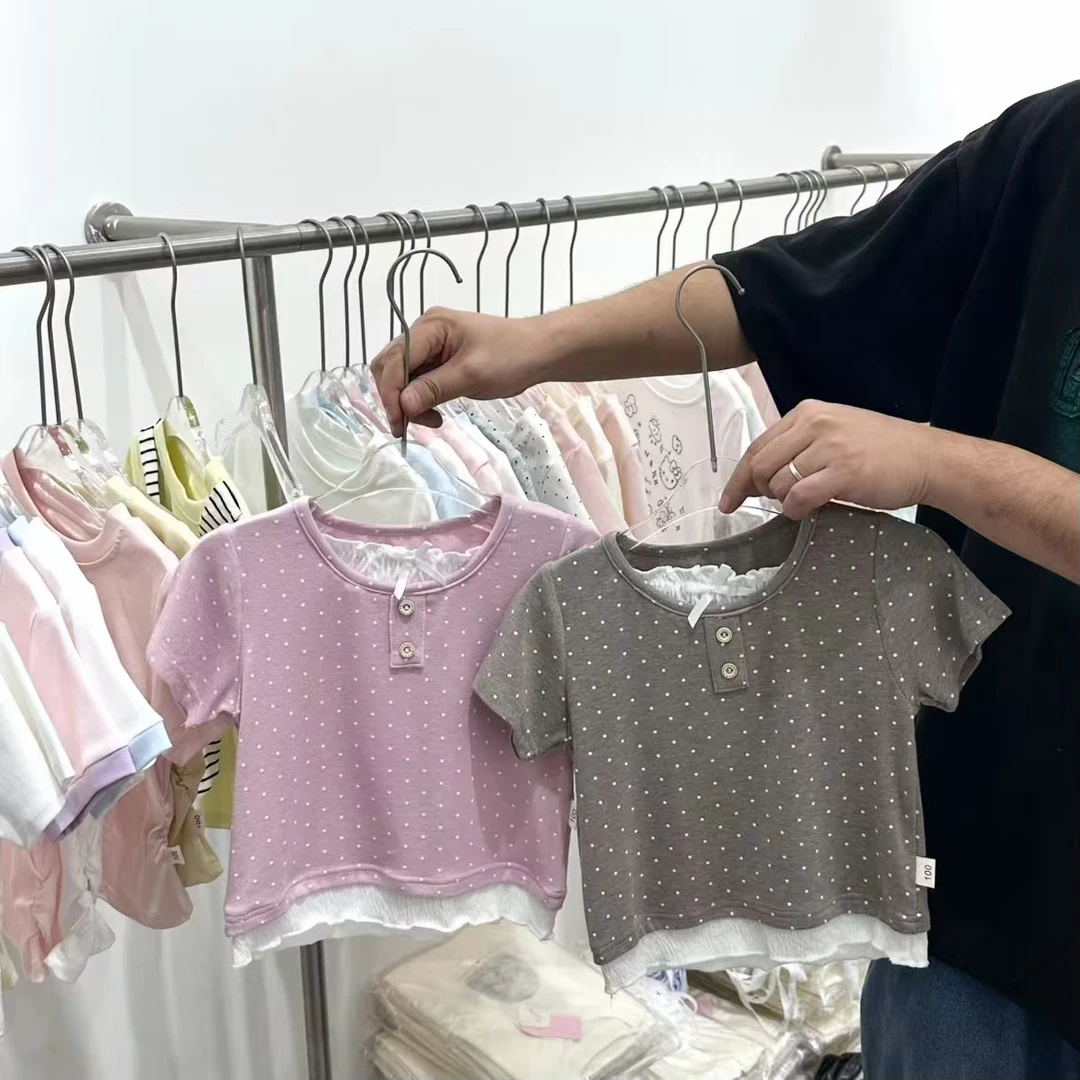 【线下品牌童装童之语】女童夏季满印圆点短袖T恤 251477
