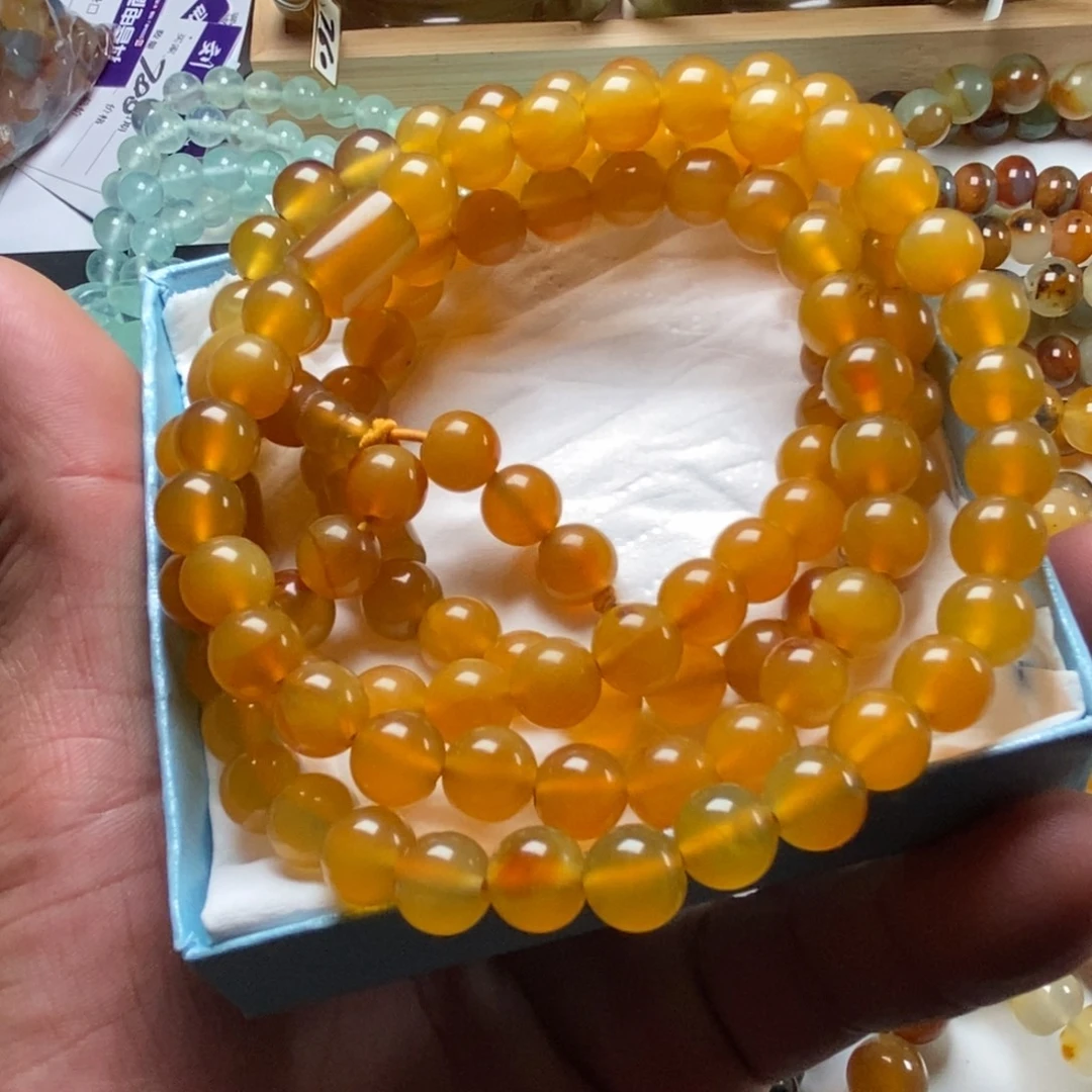 蛇纹石玉未镶嵌手链花玉卡8➕108颗无科技