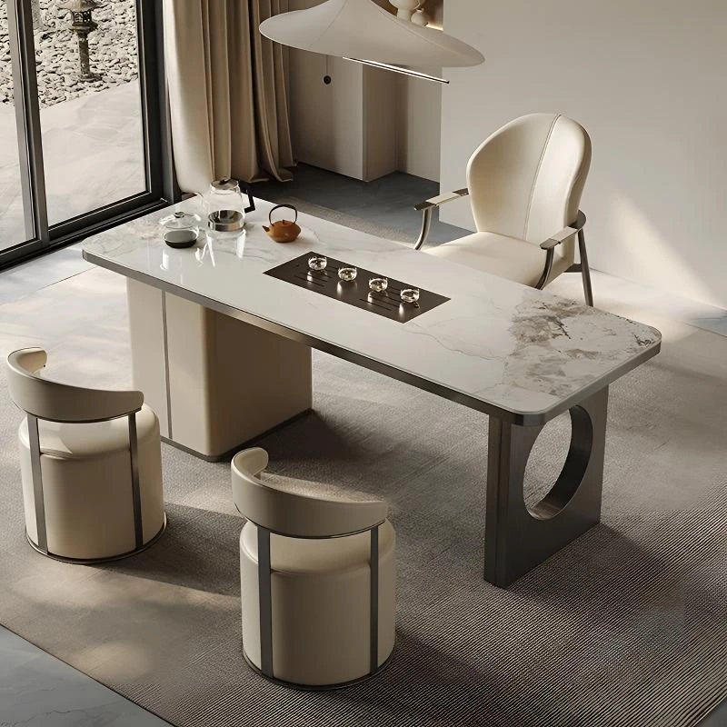 现代简约阳台茶桌意式岩板茶桌椅组合轻奢泡茶桌功夫茶台