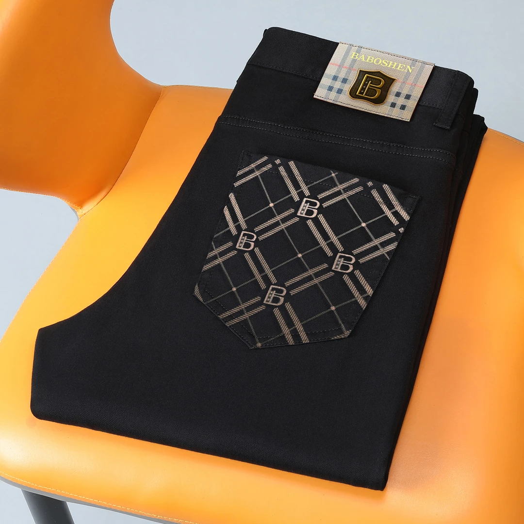 【高端名品】张扬设计个性时尚莱赛尔不褪色男士牛仔秋冬季口袋印花