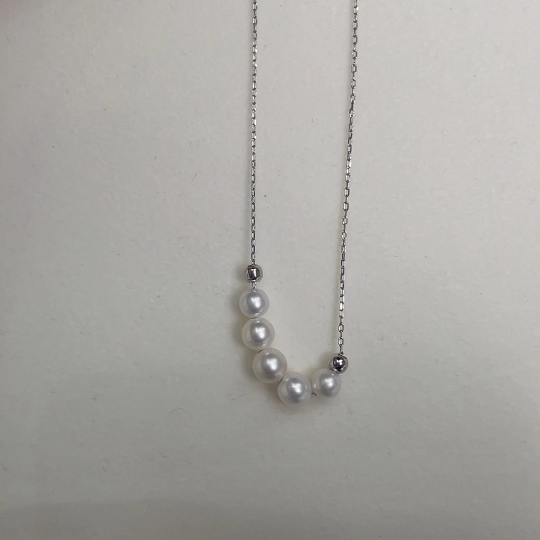 项链银S925镶嵌淡水珍珠