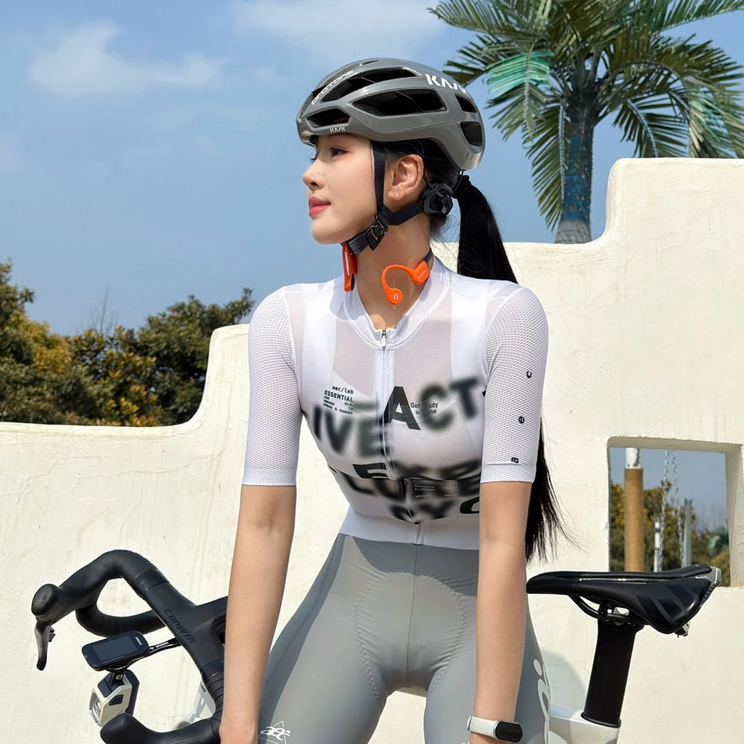 Aec春夏款短袖骑行服高弹速干透气公路自行车服女士修身骑行上衣