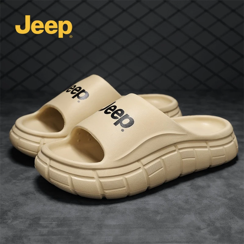 JEEP/吉普拖鞋男夏季新款厚底踩屎感舒适一字拖防滑防臭增高软底