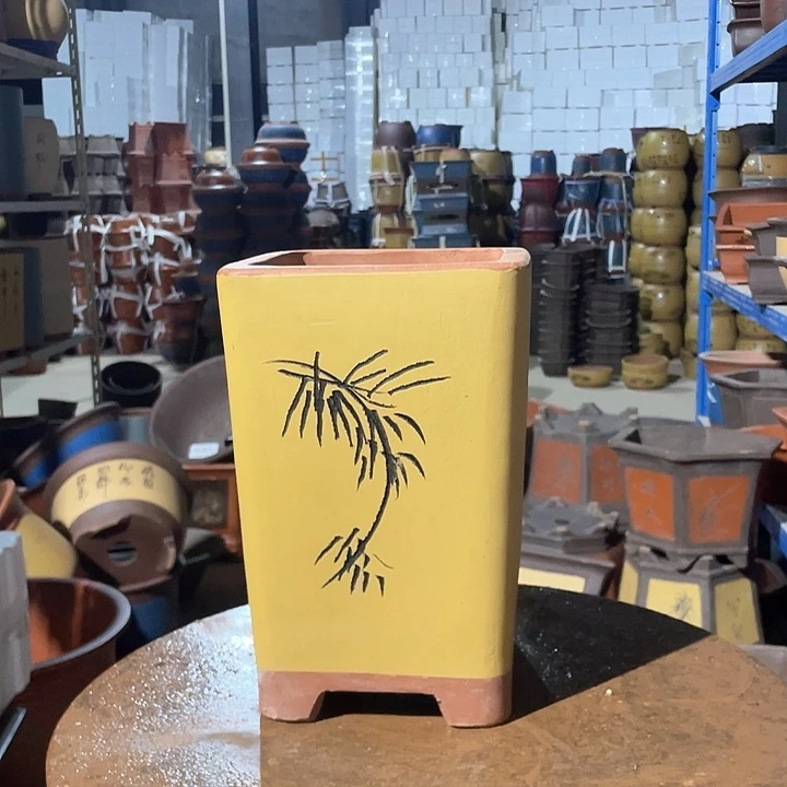 17黄色四方花盆花盆花盆